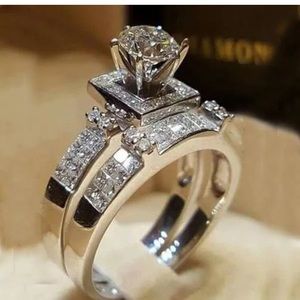 Silver Set wedding engagement ring